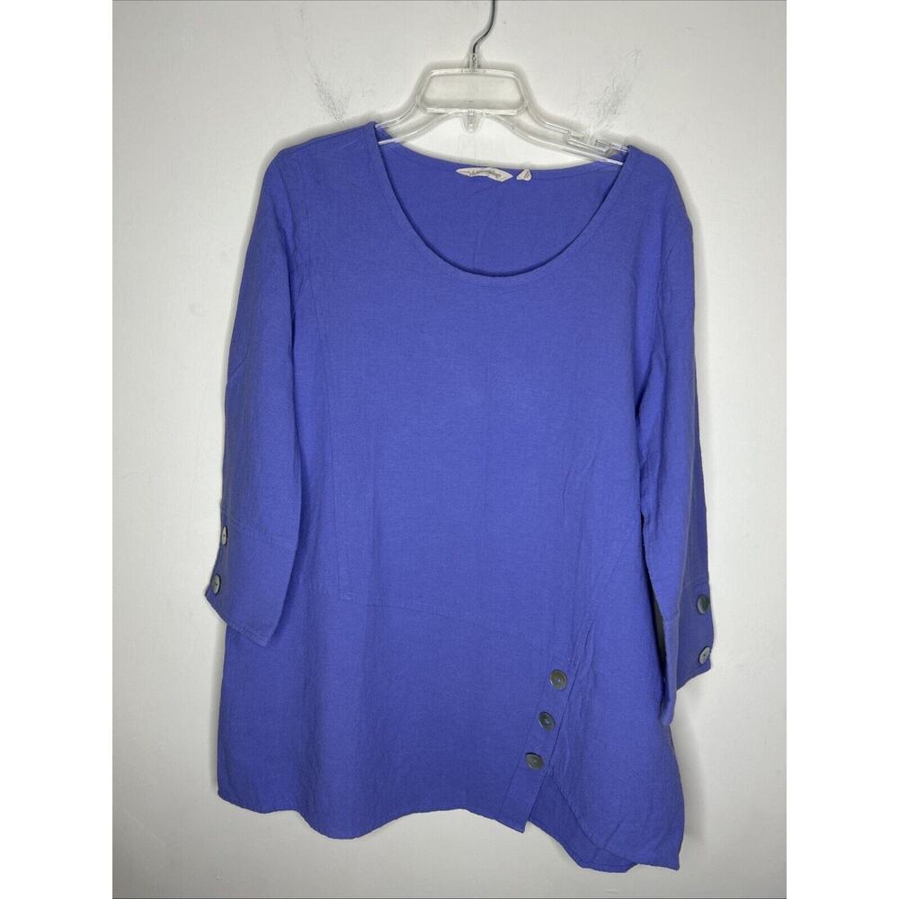 Soft Surroundings Women’s Tunic Shirt Large Purple Asymmetric Lagenlook Beachy